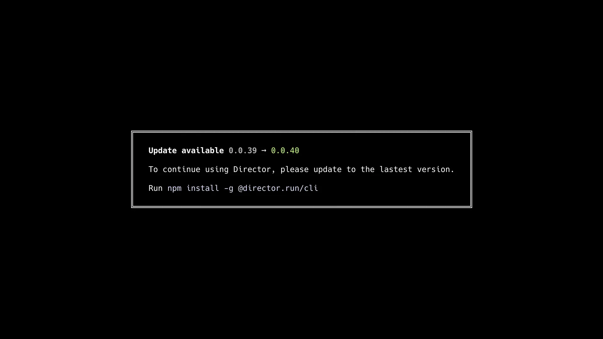 The update notifications in the CLI